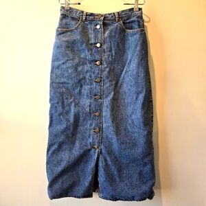 Eddie Bauer Women's Vintage Button Down Cotton Flannel Lined Denim Maxi 6
